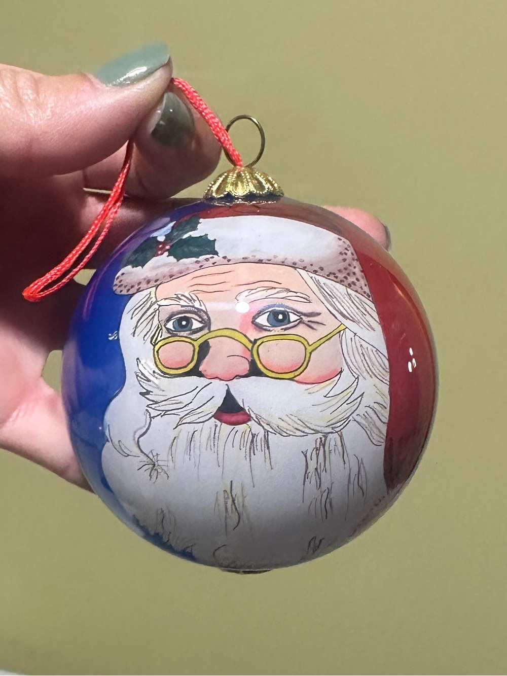 Vintage Li Bien Hand-Painted Santa Claus Glass Holiday Ornament - Pier 1